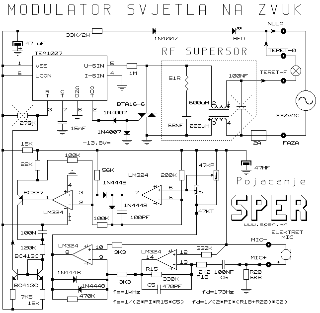 Modulator lights on sound - logarithmic